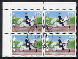 SLOVENIA 1999 Horses: Equestrian Sports 350 T Used. Block Of 4.  Michel 266 - Slovenia