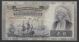 Netherlands  20 Gulden 9-7-1939 - 26-9-1945  NO: FV 020483  - See The 2 Scans For Condition.(Originalscan ) - 20 Florín Holandés (gulden)