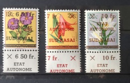 Sud Kasai - 1/13 - Fleurs - Essai - Les 3 Différentes Surcharges Avec Surcharge Sur Le Bord De Feuille - 1961 - MNH - Sud-Kasaï