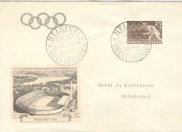 FINLAND Olympic Cover With Olympic Stamp With Olympic Cancel 19.7.52 R = Post Kiosk Opening Day - Verano 1952: Helsinki