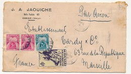 Enveloppe Depuis Dakar, Taxée à Marseille - 2 X 5F + 2F Gerbes - 1946 - 1859-1959 Cartas & Documentos