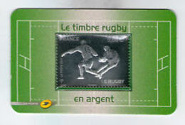 Timbre Réalisé En Argent 999 Millièmes Valeur Faciale 5€ Thème Sports RUGBY Thème Rugby Neuf La Poste 2010 - Rugby