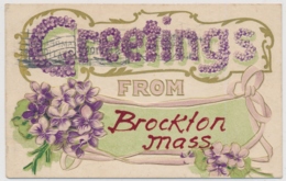 Prägekarte - Greetings From Brockton Mass - Canceld Brockton Mass CAMPELLO STATION - Saluti Da.../ Gruss Aus...