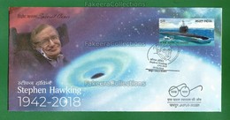 INDIA 2018 Inde Indien - STEPHEN HAWKING Special Cover MNH - Science, Physics, Solar Black Hole, Galaxy - As Scan - Azië