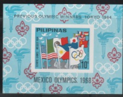 1968 MEXICO CITY  OLYMPIC MINI SHEET  FROM PHILIPPINES / SPORTS/FLAGS - Zomer 1968: Mexico-City