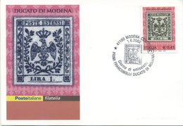 ITALIA - FDC MAXIMUM CARD 2002 - PRIMI FRANCOBOLLI DI MODENA - ANNULLO SPECIALE - Cartoline Maximum