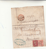 Costantinopoli (Turkey - Rumelia) Per Manchester (England) Cover Con Contenuto. Francobolli Inglesi 1873 - Cartas & Documentos