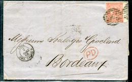 GRANDE BRETAGNE - N° 32 / LETTRE OBL. GC LONDON EN 1866 POUR BORDEAUX - B - Lettres & Documents