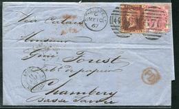 GRANDE BRETAGNE - N° 26 + 32 / LETTRE OBL. GC 670 LE 10/5/1867 POUR CHAMBERY - B - Covers & Documents
