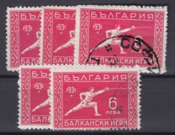 Bulgaria 1933 Sport Balkan Games Cravling Mi#255 Used 5 Pieces - Usados