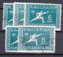 Bulgaria 1931 Sport Balkan Games Cravling Mi#245 Used 5 Pieces - Gebruikt