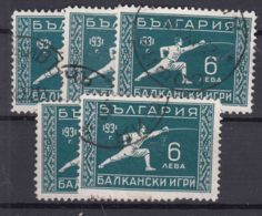 Bulgaria 1931 Sport Balkan Games Cravling Mi#245 Used 5 Pieces - Oblitérés