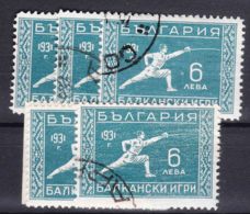 Bulgaria 1931 Sport Balkan Games Cravling Mi#245 Used 5 Pieces - Usati