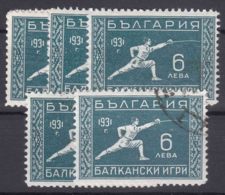 Bulgaria 1931 Sport Balkan Games Cravling Mi#245 Used 5 Pieces - Oblitérés