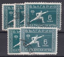 Bulgaria 1931 Sport Balkan Games Cravling Mi#245 Used 5 Pieces - Used Stamps