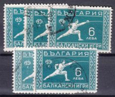 Bulgaria 1931 Sport Balkan Games Cravling Mi#245 Used 5 Pieces - Used Stamps