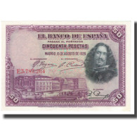 Billet, Espagne, 50 Pesetas, 1928, 1928-08-15, KM:75a, TTB - 50 Peseten