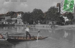 INTERLAKEN - UNTERSEEN → Mann Schöpft Wasser Aus Seinem Boot Anno 1909 - Unterseen