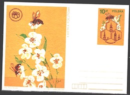 POLOGNE Abeilles, Abeille, Bees, Abejas, Ruche. Butinage  Entier Postal Neuf émis En 1987 - Abejas