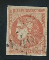 FRANCE: Obl., N° YT 48, Orange, Aminci Sous Signat. Calves, AB - 1870 Bordeaux Printing