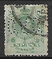 ESPAGNE    -    1909 .  Y&T N° 249 Oblitéré.  Perforé  /  Perfin. - Perforadas