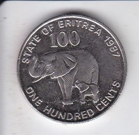 MONEDA DE ERITREA DE 100 CENTS DEL AÑO 1991 (ELEFANTE-ELEPHANT) - Erythrée