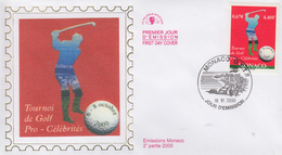 Enveloppe  FDC  1er Jour   MONACO   Tournoi   De   GOLF   Pro - Célébrités   2000 - Golf