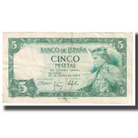 Billet, Espagne, 5 Pesetas, 1954, 1954-07-22, KM:146a, TTB - 5 Peseten