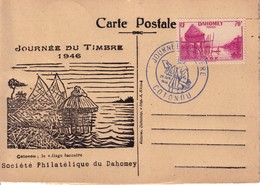 DAHOMEY - COTONOU JOURNEE DU TIMBRE 29-6-1946 - COTE 25€ - Storia Postale