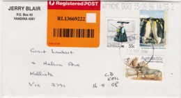 Australia 1998 Emperor Penguin $1.20 & 50c Cattle Dog On Domestic Registered Letter - Cartas & Documentos