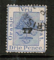 ORANGE FREE STATE  Scott # 6 VF USED TF---telegraph Overprint (Stamp Scan # 504) - Oranje-Freistaat (1868-1909)