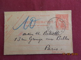 Carte Pneumatique De 1937 à Destination De Paris - Tarjetas Cartas