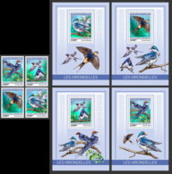 GUINEA REP. 2019 MNH Swallows Schwalben Hirondelles 4v+S/S - IMPERFORATED - DH1918 - Schwalben