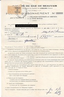 Société Du Gaz De Beauvais Avec Timbre De Dimension De 5 Francs. - Lettres & Documents