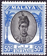 MALAYA KEDAH 1950 50c Black & Blue SG87 MH - Kedah