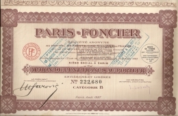 ACTION PARIS FONCIER De CENT FRANCS AU PORTEUR - PARIS AOÛT 1927 - P - R