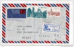 RSA . LETTRE RECOMMANDÉE PAR AVION POUR LA FRANCE D'AFRIQUE DU SUD . SANDTON - Réf. N°384T - - Lettres & Documents