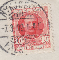 Denmark NYKØBING F. ROKLUB Brotype Ia NYKJØBING FALSTER 1909 Cover Brief Fr. VIII. Stamp ERROR Variety !! - Varietà & Curiosità