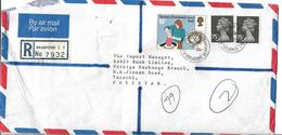Great Britain Registered Airmail 1981 Duke Edinburgh 18p, GB QEII 75p Black Machine Stamp - Brieven En Documenten