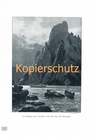 D101 443-2 Zeno-Diemer: Nordfjord Schiffe Boote Berge Druck Kunstblatt 1905 !! - Autres & Non Classés