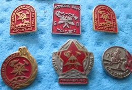 FIREFIGHTING, 6 OLD BADGES YUGOSLAVIA - Pompiers