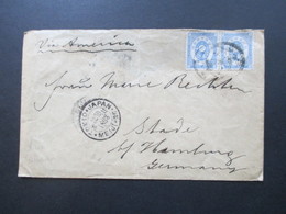 Japan 1893 Brief Mit Five Sen MeF / Waagerechtes Paar! Tokio Japan Nach Stade Bei Hamburg Via Amerika. - Lettres & Documents