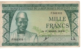 GUINEA 1000 Francs P15   Dated  1st Mars 1960  (President Touré At Front + Banana Harvest At Back) - Guinea