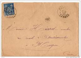 TYPE SAGE 15c . MUGRON (40) AOÛT 1888 - Réf.n°123T - - 1877-1920: Periodo Semi Moderno