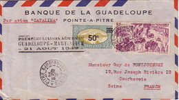 GUADELOUPE - POINTE A PITRE - 1er LIAISON AERIENNE GUADELOUPE-MARTINIQUE - 21 AOUT 1947. - Lettres & Documents