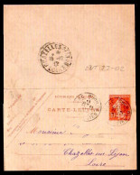 ENT22-02 : CL 10C Rouge Semeuse Daté 221 - Dept  22 (Cotes D'Armor) LOUDEAC 1912 Cachet Type A4 - Tarjetas Cartas