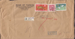 Taiwan BANK OF TAIWAN, Registered Label SP.O.17 TAIPEI 1965 Cover Brief KÖLN 10.00 $ Weltaustellung Fish Fische Karpfen - Storia Postale