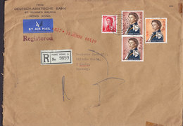 Hong Kong DEUTSCH-ASIATISCHE BANK Air Mail & Registered Labels HONG KONG 1963 Cover Brief KÖLN 2$, 5$ QEII Stamps - Brieven En Documenten