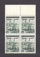 Bohemia & Moravia 1939 MNH ** Mi 18 Sc 18 Czechoslovakia Olomouc Overprinted BÖHMEN U. MAHREN. Block Of Four - Ungebraucht