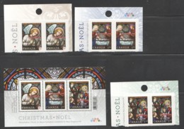 2011  Christmas  Stained Glass Souvenir Sheet Of 3, 3 Pairs From Booklets Sc 2491-4 MNH - Neufs